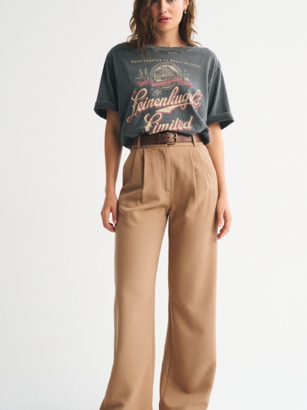 Abercrombie & Fitch Curve Love Sloane High-Waist Wide-Leg Pant- Long